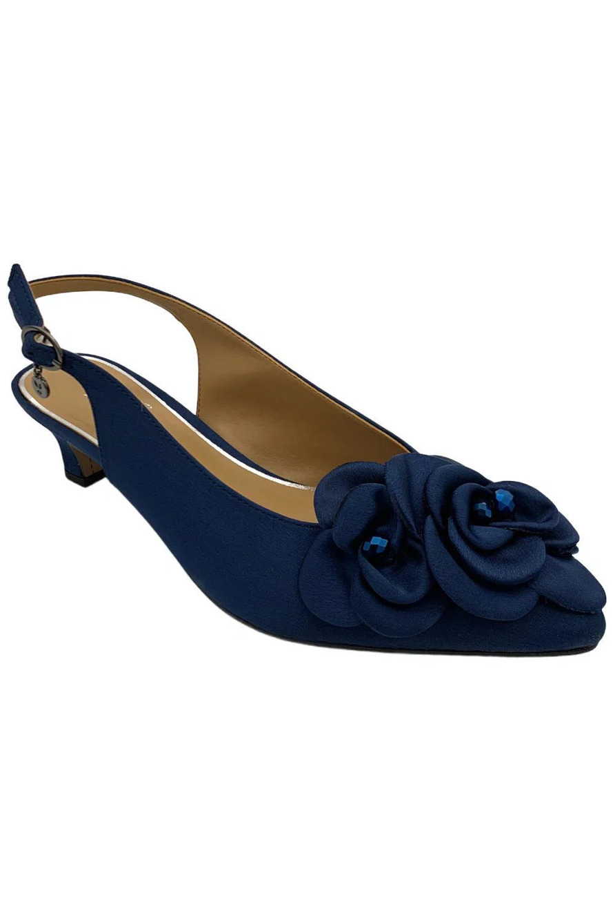 J. Renee Women's Jozey Slingback Pumps Navy Satin - Wide